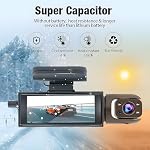 Dashcam avant et à l'intérieur, Cam caméra de voiture Dash pour les voitures, Enregistreur de conduite avec IR Vision nocturne, enregistrement en boucle, objectif à angle large,3.16 1 cm IPS Écran, mode de stationnement (noir)