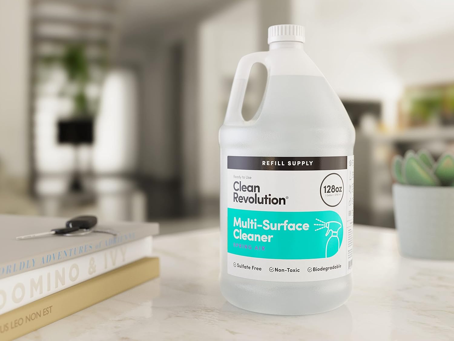 Clean Revolution Multi Surface Cleaner Refill Supply, Non-Toxic, Eco-Friendly & Plant-Based, Ready to Use, Lily & Green Tea, 128 Fl Oz (Pack of 4)