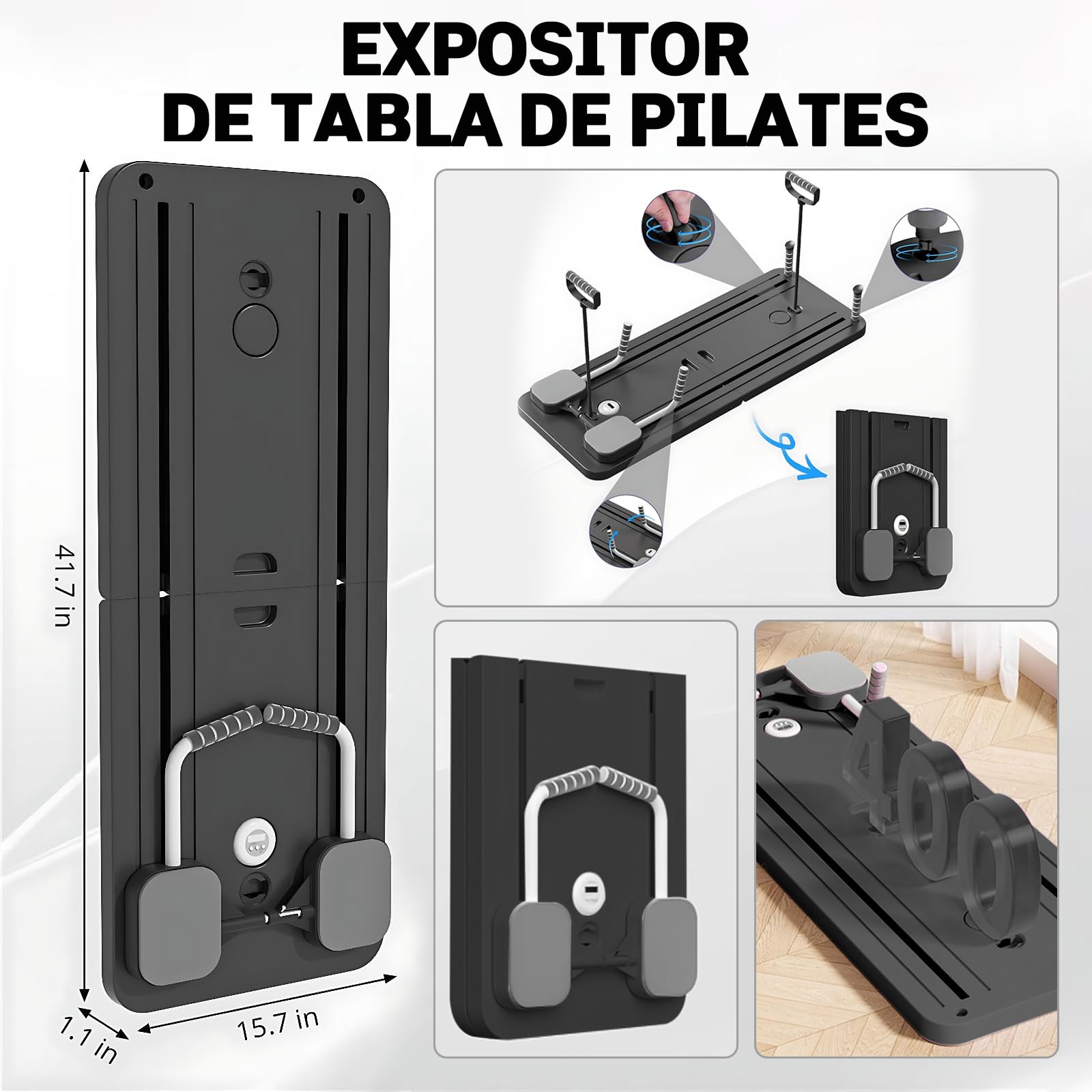 Pilates Board, riformatore pilates 5 in 1 con ruota addominale automatica e timer, multifunzione, pieghevole, per la casa e la palestra (nero)