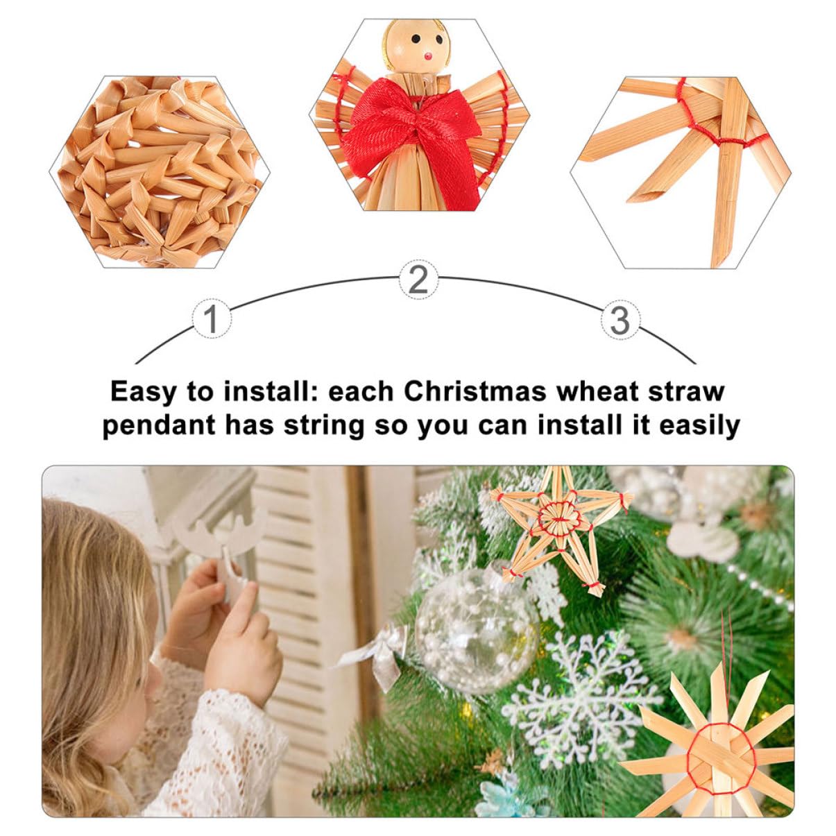 PRETYZOOM 3 Juegos Colgante De De Trigo Manualidades Navideñas Christmas Tree Decorations Guirnalda Decoraciones De Navidad Luces De Decoraciones Navideñas Adorno Colgante 2 Cajas * 3