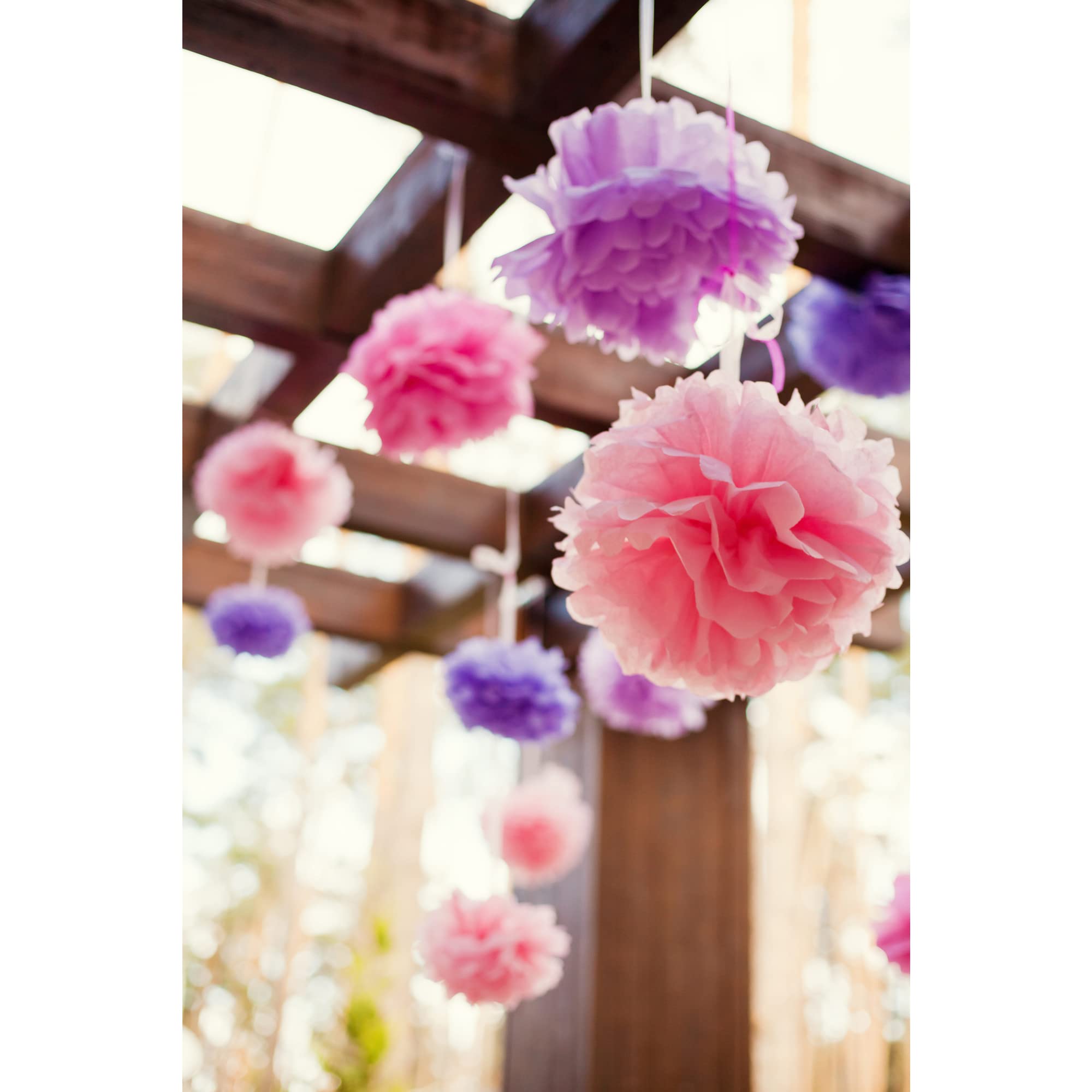 Clairefontaine 395460C, Set of 3 Pink Silk Pompons to Hang, 1x 30cm Diameter + 2x 40cm Diameter Marriage, Birthdays - Image 2