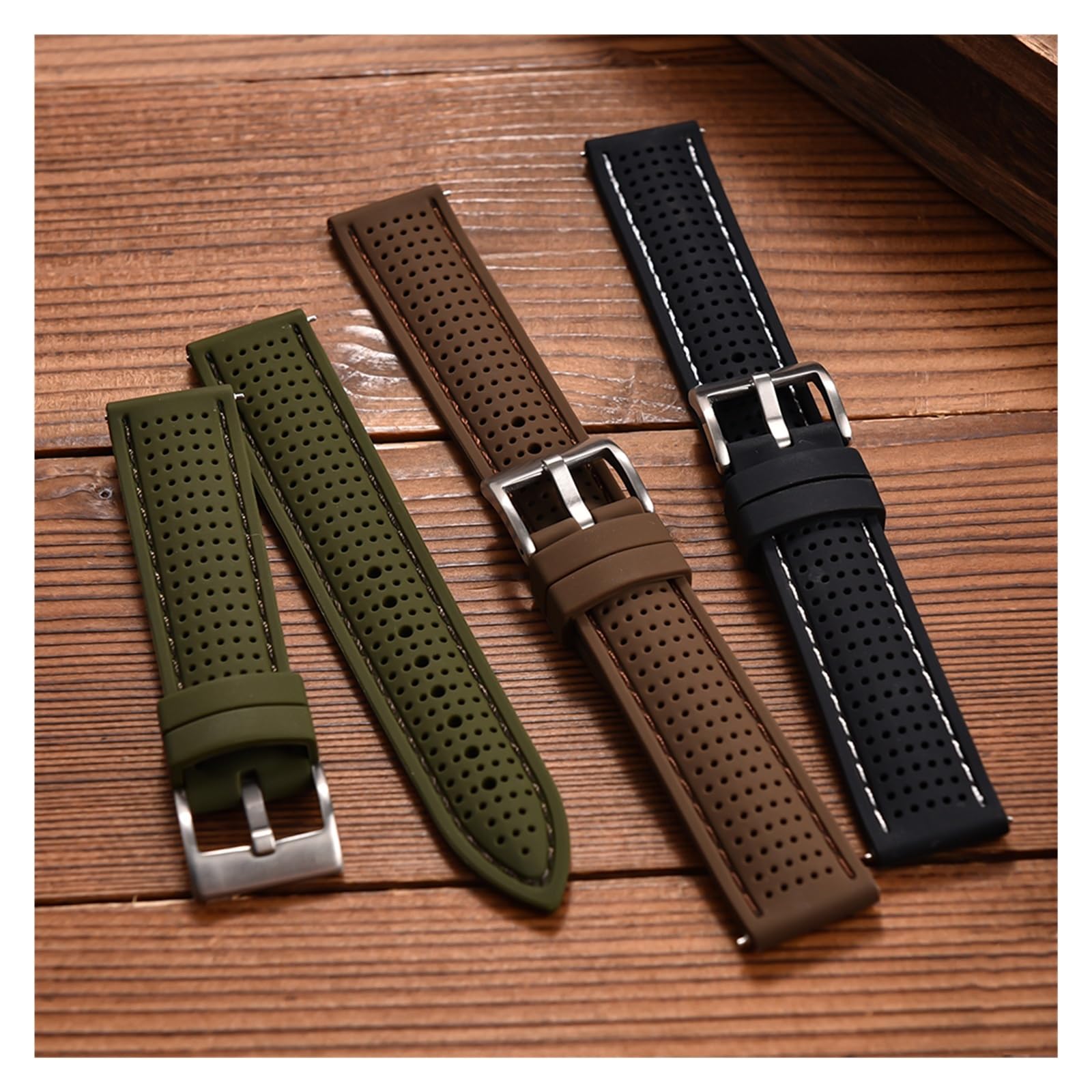 NASUNJIA Bracelet de montre de sport en silicone à libération rapide – Bracelet en caoutchouc souple respirant et imperméable 18 mm, 20 mm, 22 mm pour homme et femme