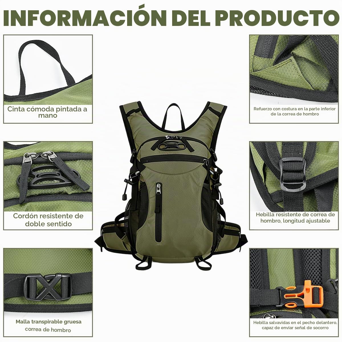 Mochila Senderismo 15 L Mochila Montaña Pequeña Transpirable con Correa de la Cintura Ajustables Mochila Ciclismo Ligera para Viajes Camping Running Ciclismo Deportes al Aire Libre