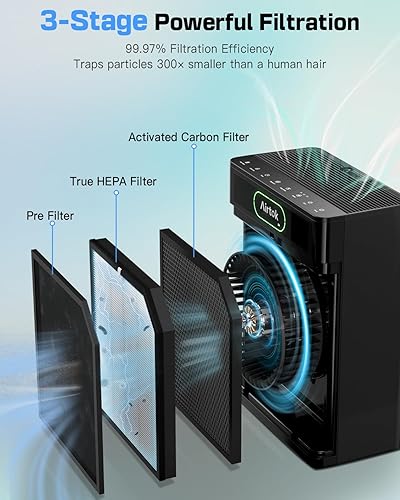 Miniatura 3 de Purificadores de aire para el hogar, habitación grande de hasta 1848 pies cuadrados, purificador de aire AIRTOK para mascotas del hogar, monitor de