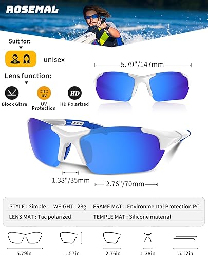 Miniatura 6 de Gafas de sol deportivas polarizadas para hombres y mujeres, jóvenes, béisbol, correr, ciclismo, conducción, pesca, tenis, golf, motor TAC UV400 TR90
