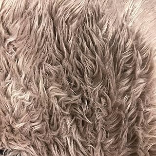 Texco Inc Luxury Shag Faux Fur Fabric, Khaki 1 Yard