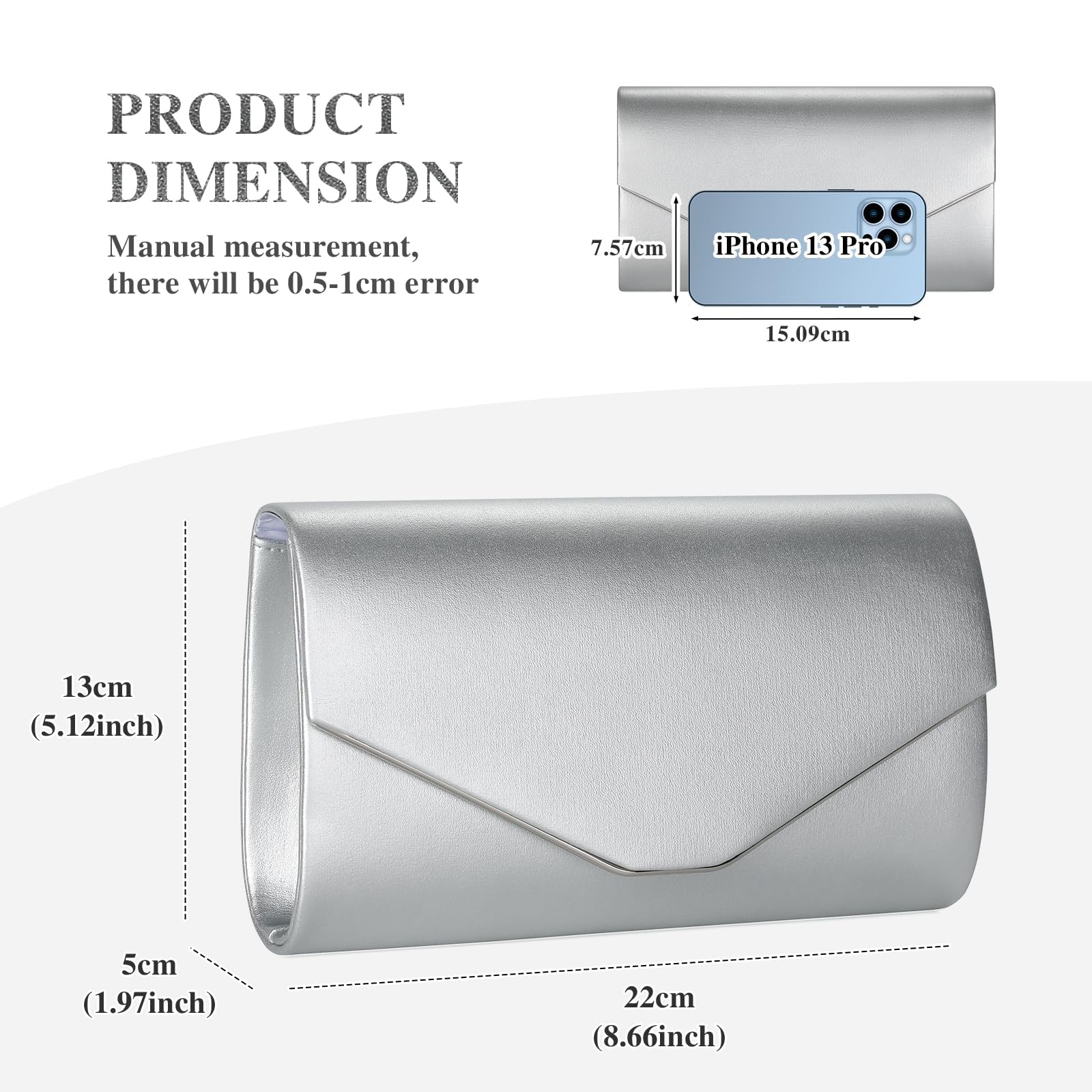BAIGIO Pochette Donna PU, Borsa da Sera con Catena Staccabile, Elegante Busta per Ballo di Fine Anno, Matrimonio