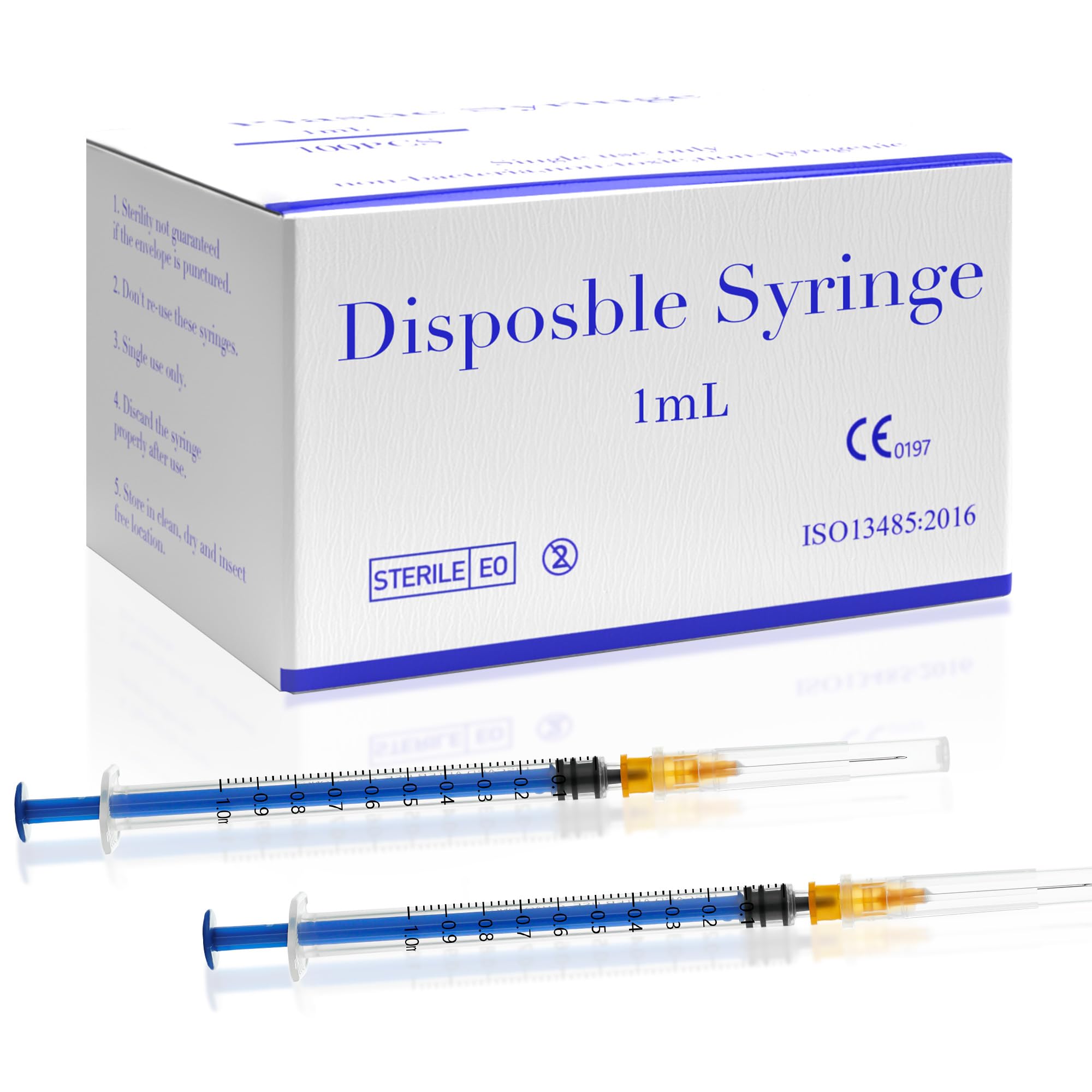 100 Pack 1mL 27Ga 1/2 Inch 13MM Lab Syringe Tools, Individually Packed — Amazon image 8