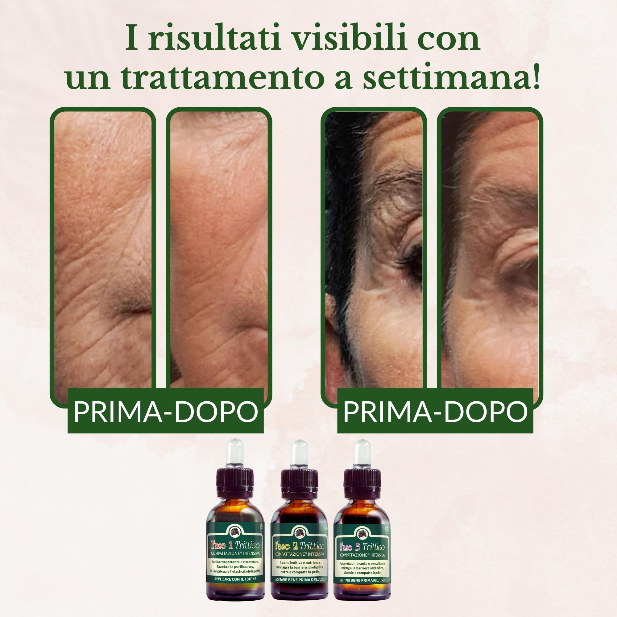 Mary Rose Trittico 3 X 10 ml, Siero Viso e Siero Antirughe Donna Uomo, Skincare Settimanale Bio e Vegan, Trattamento Illuminate Alternativo allo Scrub Viso, Pelle Compatta e Levigata, Made in Italy