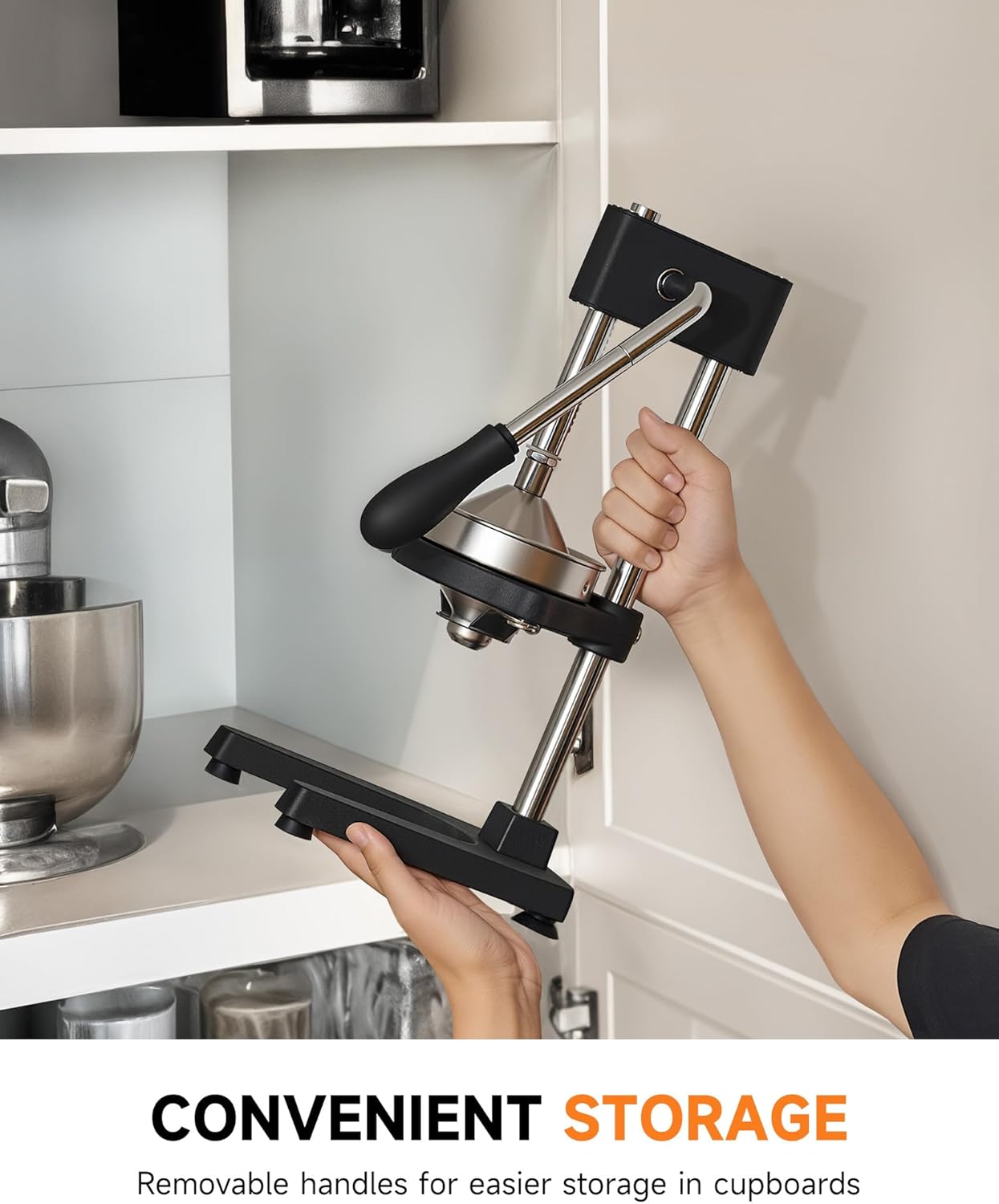 CO-Z Manual Citrus Juicer, Heavy-Duty Manual Juicer with Conical & Flat Pressure Plates, Professional Lemon Squeezer for Orange Pom Lime Lemon Juice, Dishwasher Safe Orange Juice Press, Black