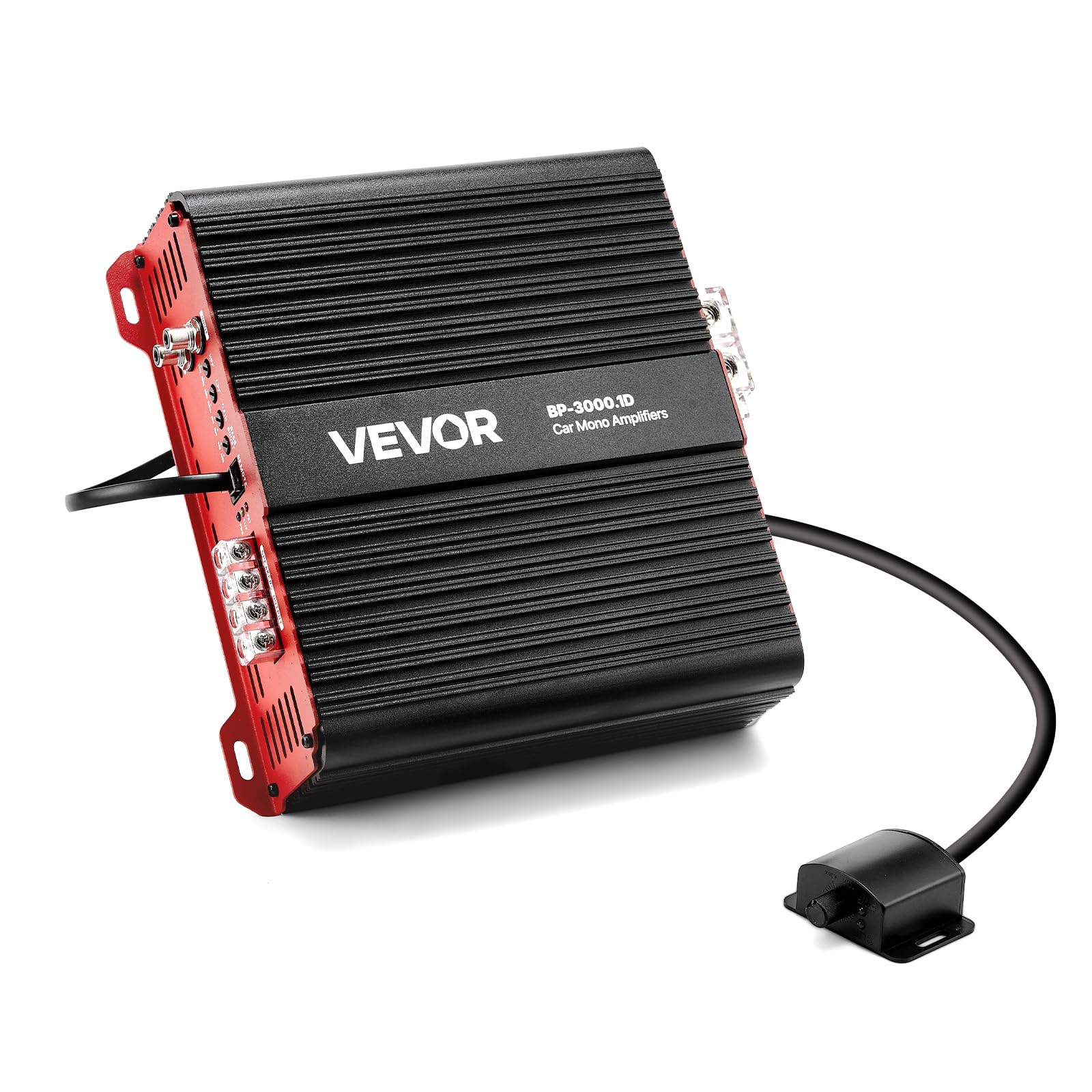 VEVOR Ampli Voiture Monobloc, Amplificateur Audio Auto 1 Canal, Classe D, 3000 W RMS Max, Stable sous 1/2/4 ohms, avec Télécommande pour Niveau du Subwoofer, Filtre Passe-bas, Amplification des Basses