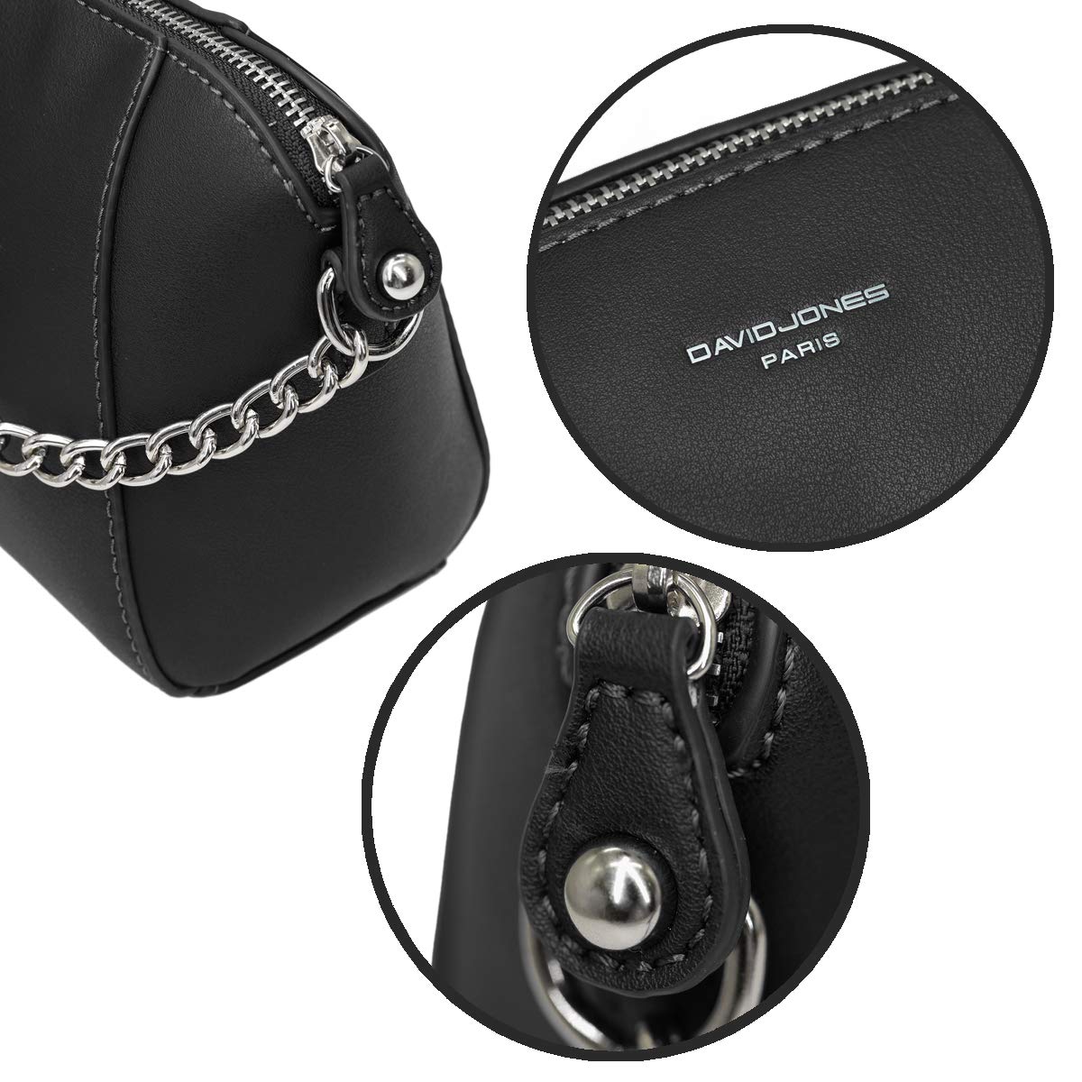 David Jones - Pequeño Bolso Bandolera Mujer - Bolsos de Hombro Cruzados Cadena Cuero PU - Mensajero Clutch Embrague Noche - Messenger Crossbody Bag - Pochette Piel Cremallera Elegante