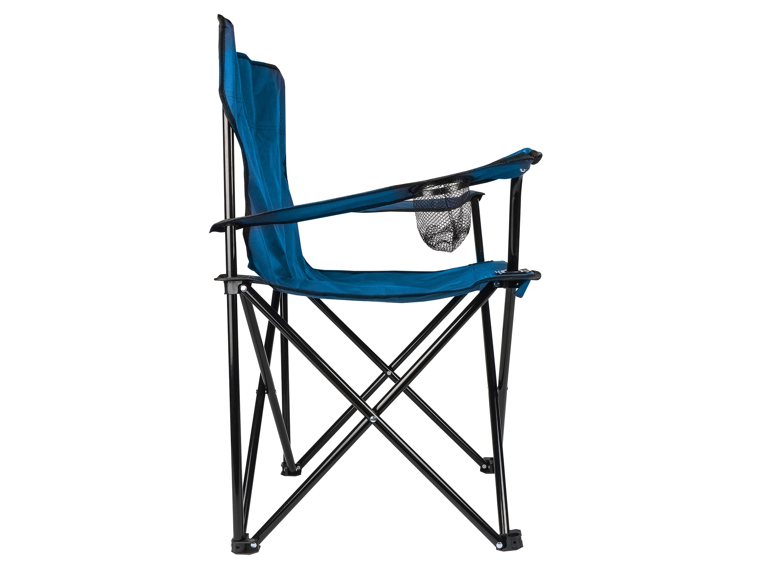Wellogic Klappbarer Campingstuhl – Faltstuhl mit Flaschenhalter & Tragetasche – Leichter Outdoor Stuhl für Camping, Angeln & Garten – Blau
