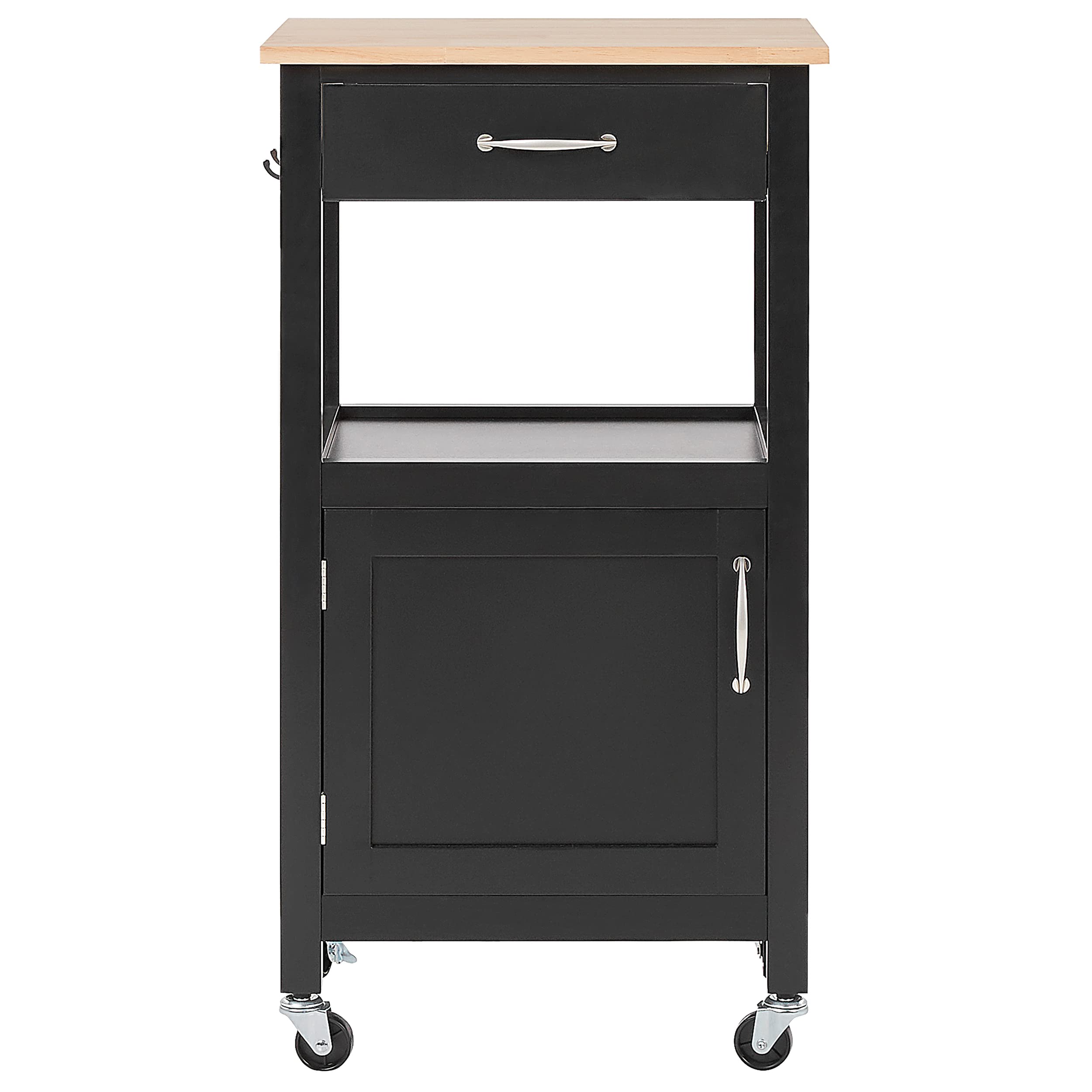 Beliani carrello portavivande nero in legno di pino e mdf