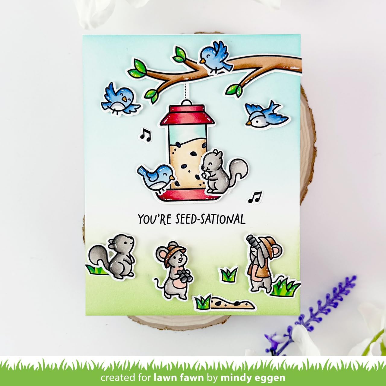 Lawn Fawn Backyard Bird Feeder Stamps, Dies, Coloring Stencils & Pocket