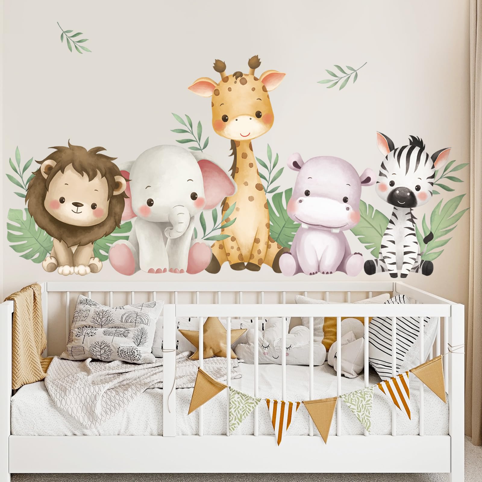 SHUCHING Jungle Animals Nursery Wall Sticker for Playroom Removable Vinyl Safari Wardrobe Decals Decor for Baby Room Bedroom - Image 2