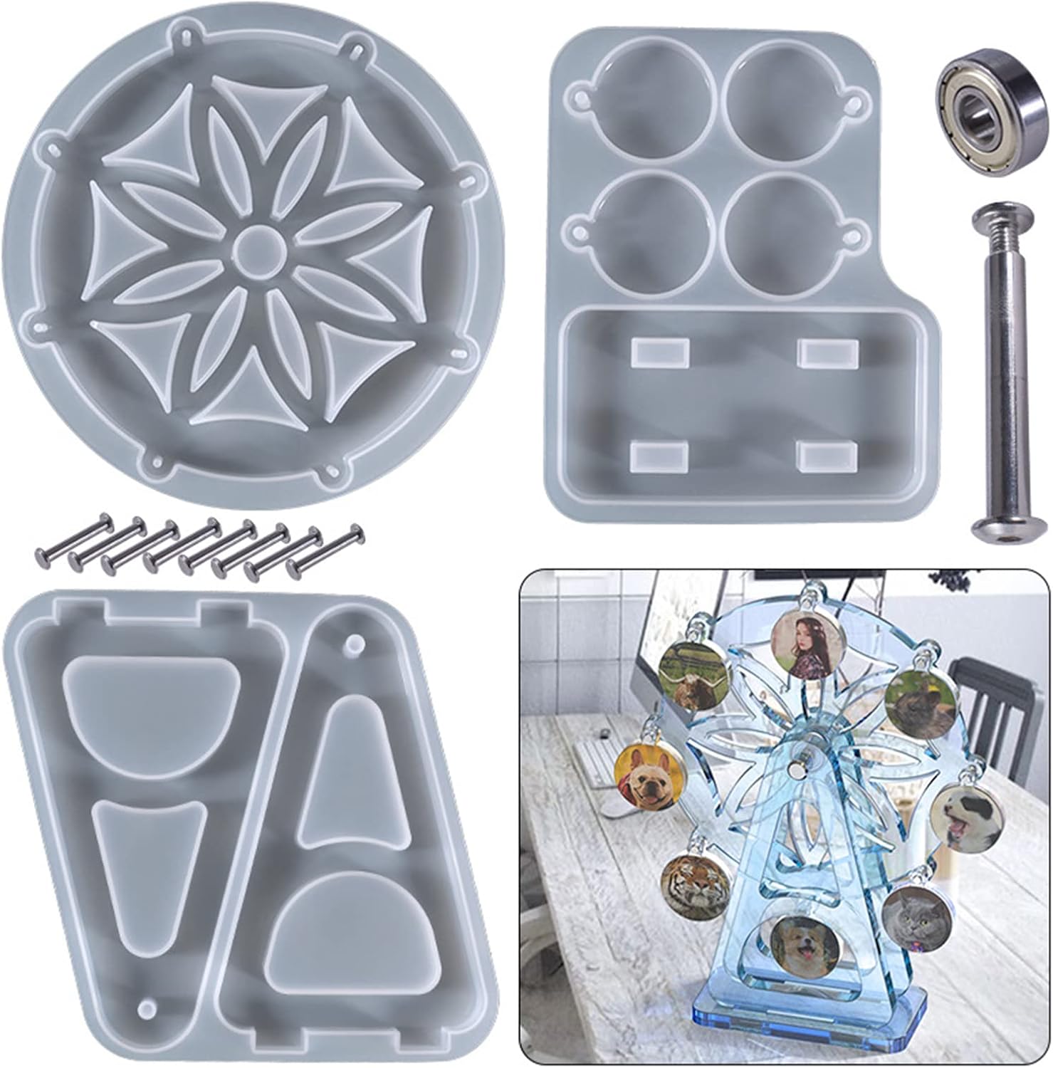 Ferris Wheel Resin Molds Kit,Large Size Silicone Handicraft Resin Molds for Casting, Silicone Epoxy Molds for DIY Home Table Decor