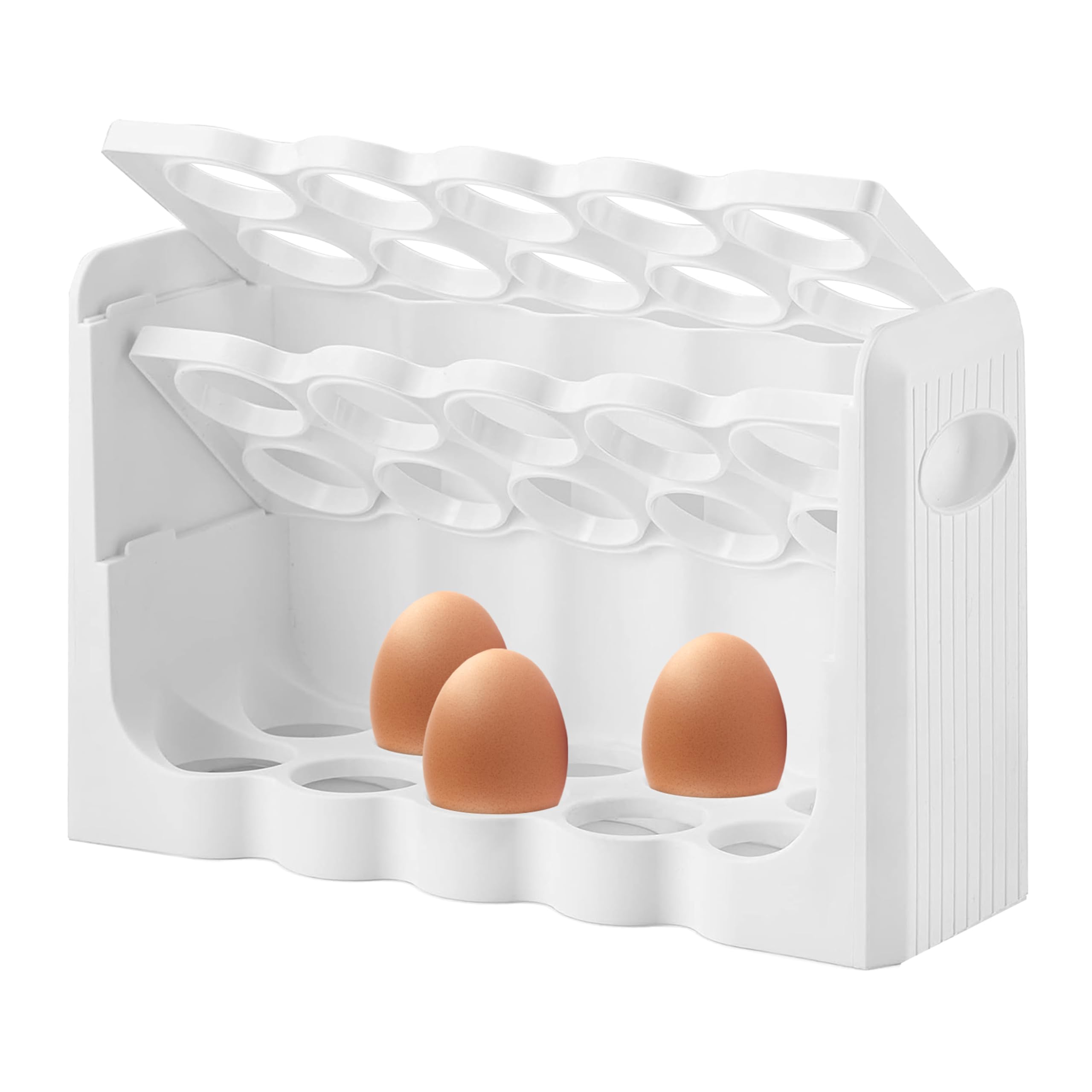 GEEZY 3 Tier Egg Holder Storage – Holds 30 Eggs, Durable & BPA Free with Side Handles – Space Saving Organiser for Fridge & Kitchen Counter, Ideal Housewarming Gift