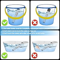 Vista 5 de Calentador de agua de inmersión portátil de 2000 W con control de interruptor y termómetro digital LCD, protector de acero inoxidable 304