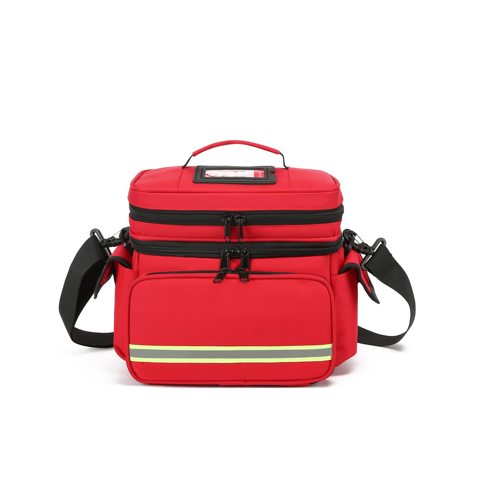 Borsa medica di famiglia vuota, a doppio strato, per forniture mediche di emergenza, borsa di pronto soccorso, adatta per uso domestico o in viaggio, Rosso, L