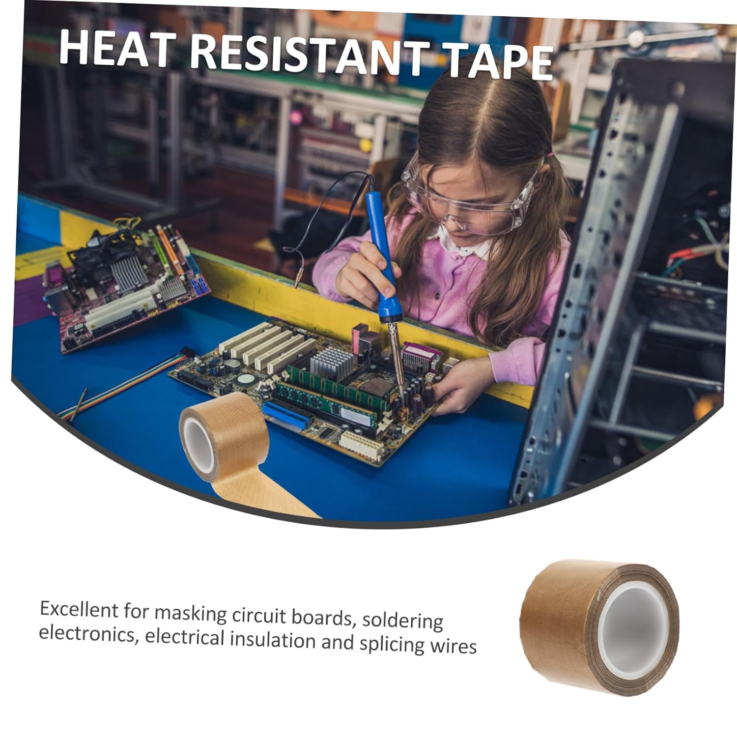 SEWACC Heat-Resistant High Temperature Tape Thick Brown PTFE Coated Insulation Tape for Electronics Printer Sensor Automotive Use Adhesive with No Residue