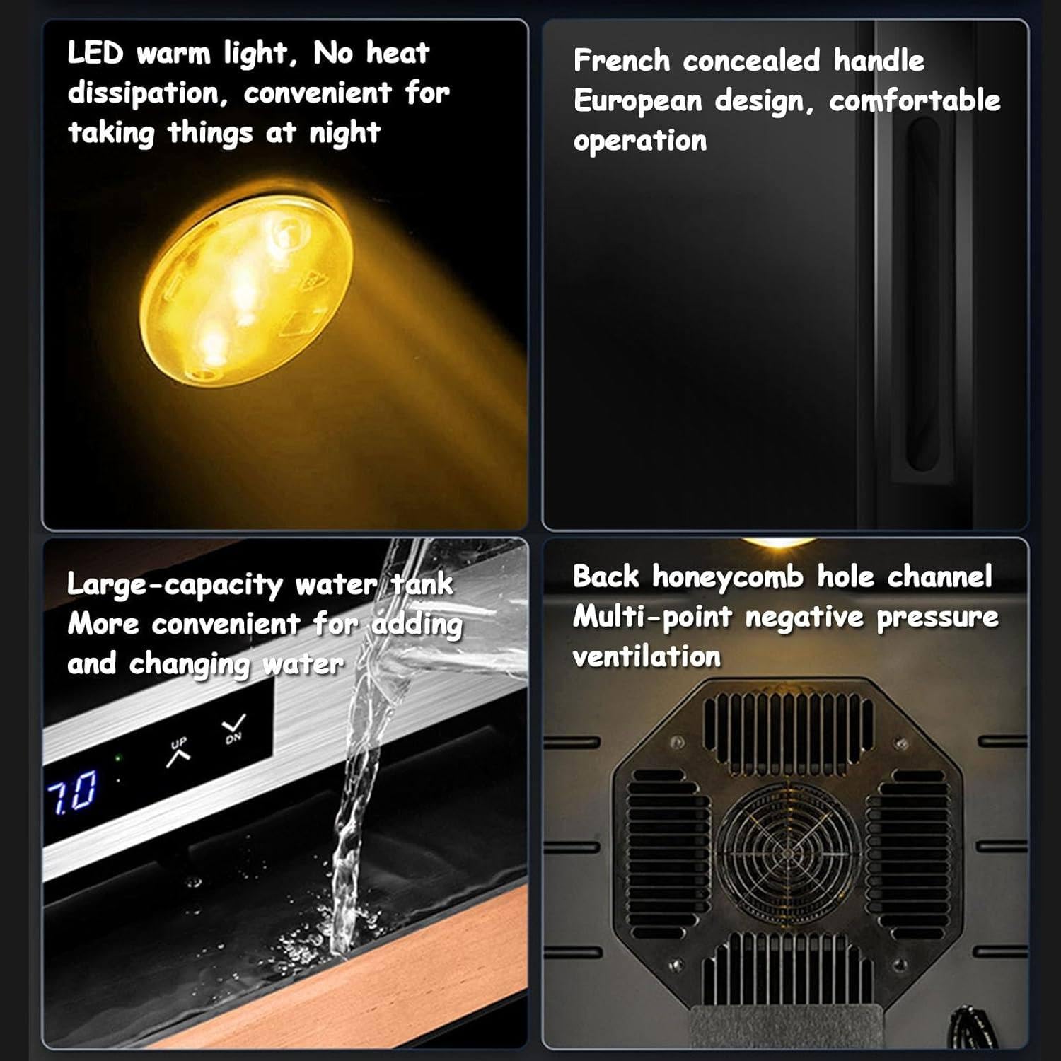 Qiang Cave a Cigare Electrique Humidificateur à Cigare Intelligente Boite à Cigare Humidor a Cigares Cave à Vin 50L Affichage Numérique LED,avec Contrôle De Température Et De L'humidité,A