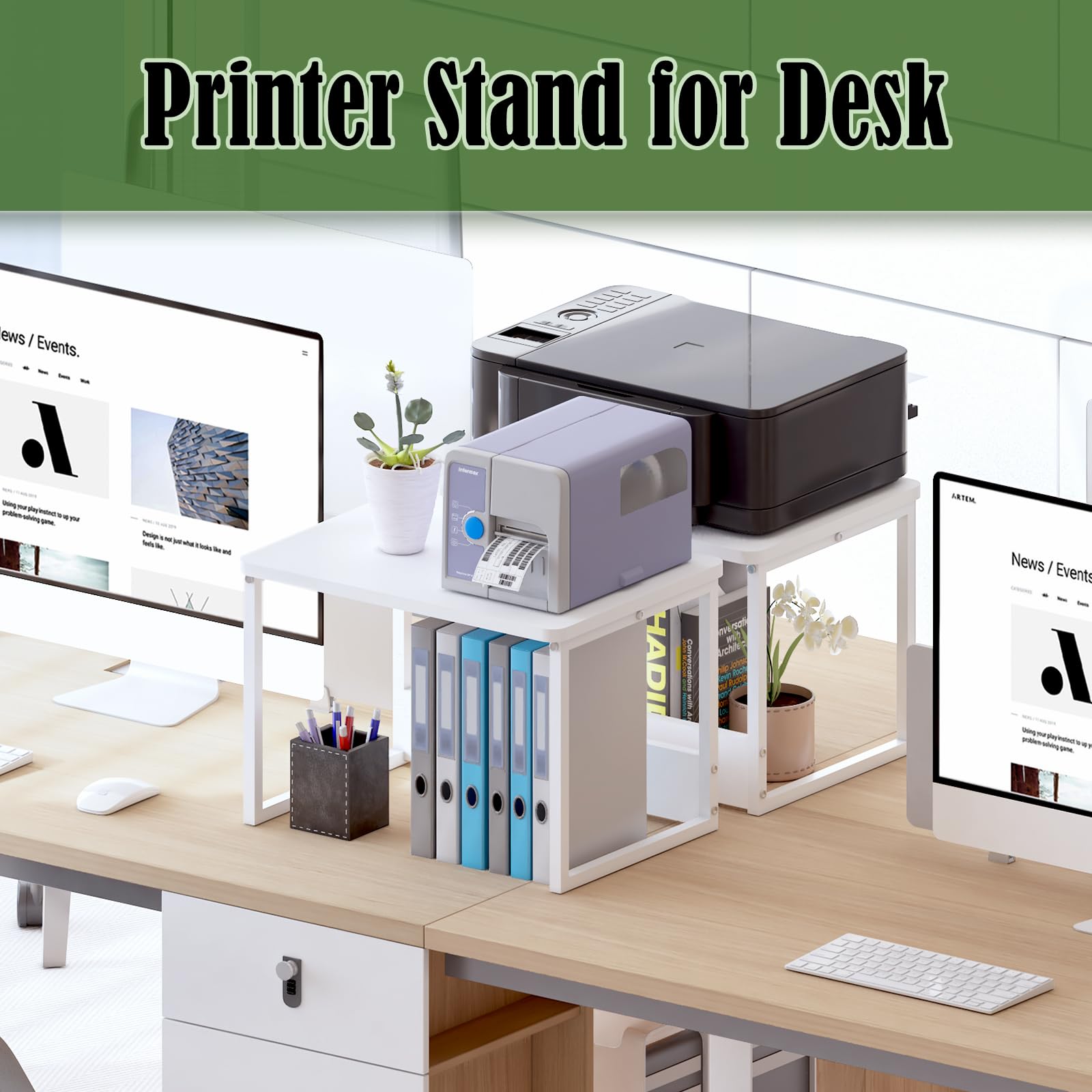 2er-Set Drucker-Ständer – Platzsparend, Robust & Vielseitig Fürs Home-Office