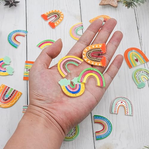 Miniatura 6 de 18 dijes acrílicos con estampado bohemio de arcoíris, pequeños y frescos y lindos estilo arcoíris, cuentas para manualidades, collares, pulseras,