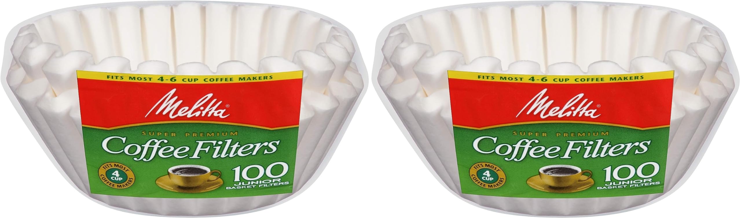 Melitta Junior Basket Coffee Filters White 100 Count