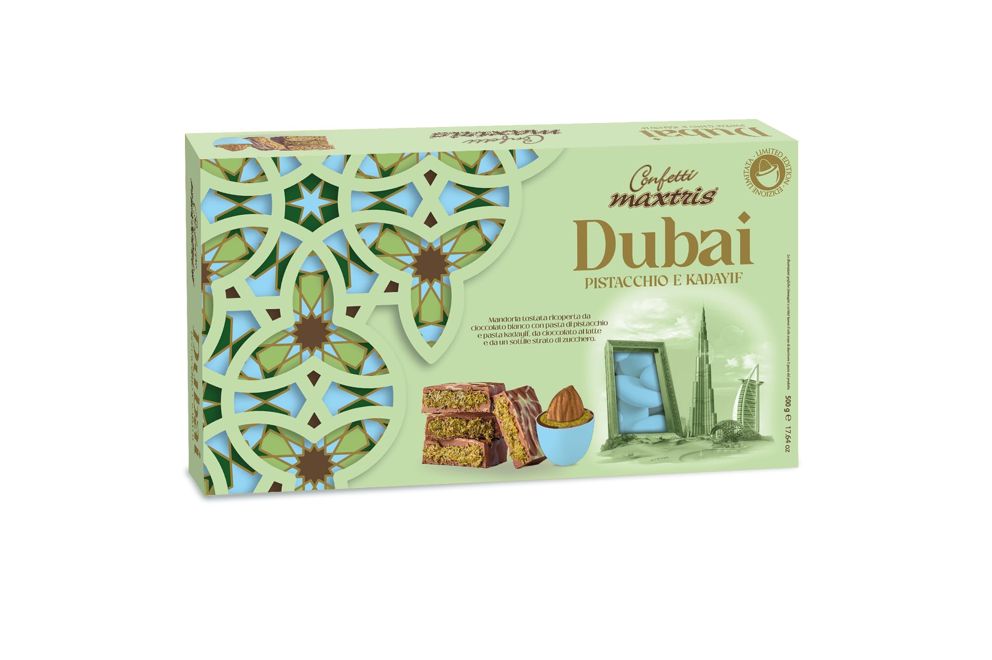 Confetti Maxtris Ciocomandorla DUBAI, Celeste, scatola 500g