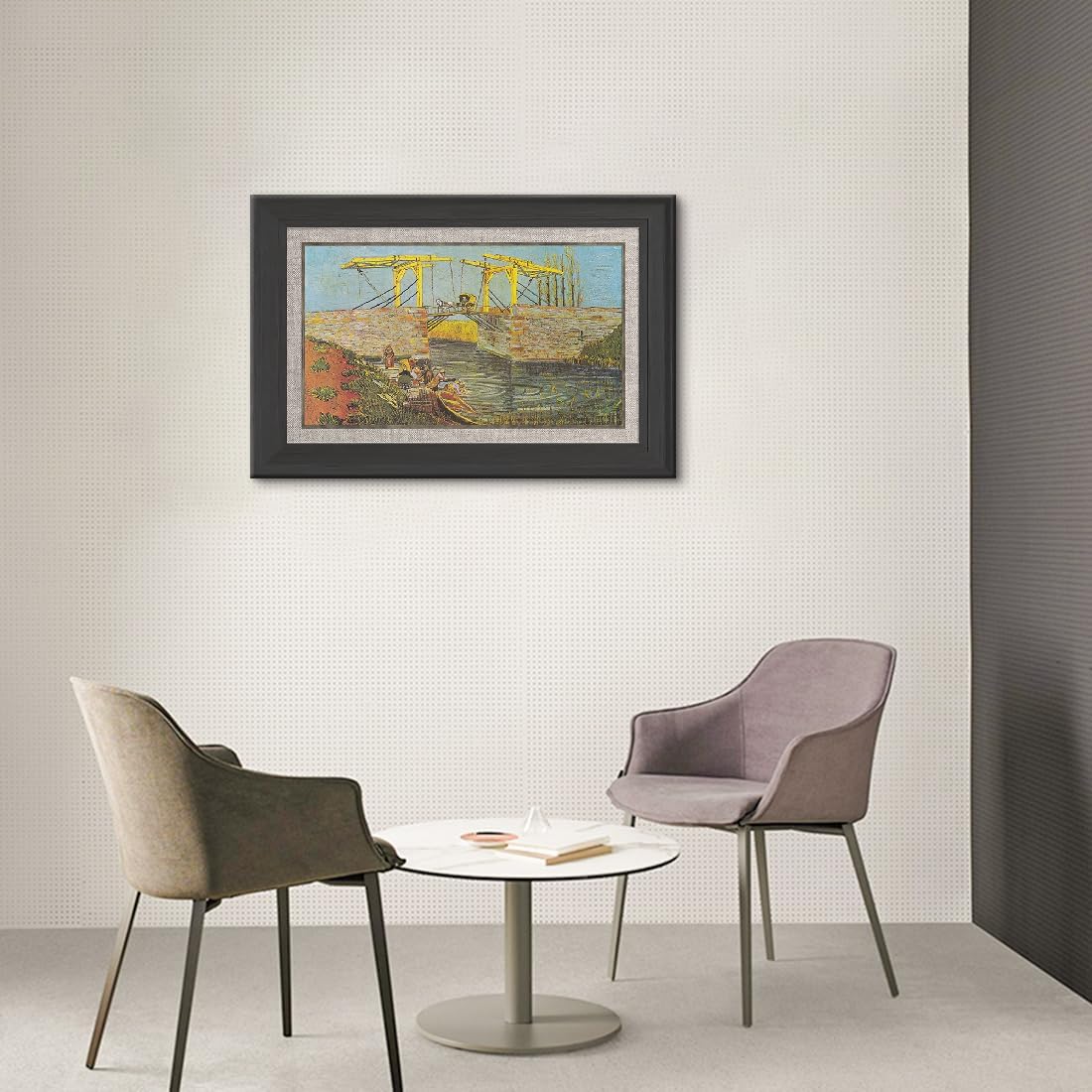 アートパネル 世界の名画 ゴッホ アルルの跳ね橋 ジークレー技法 高級ポスター 木枠付きの完成品 (A,40x60cm（16x24i