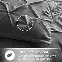 Vista 5 de Maple&Stone Juego de edredón California King de 7 piezas de cama plisada en una bolsa, juego de edredón gris oscuro con fundas de almohada y fundas