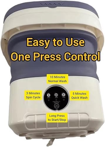 Miniatura 5 de Lavadora portátil con cesta de secado giratorio, gran capacidad de 16 litros, 36 W, ahorro de energía, compacta, plegable, mini lavadora para