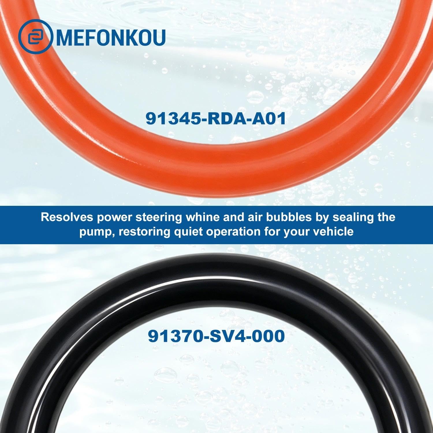 MEFOUKOU Power Steering Hose O-Ring for Honda Power Pump (4/Pack) | Replacement 91345-RDA-A01 & 91370-SV4-000 Rubber Inlet & Outlet Seal for Civic CR-V Element & Acura