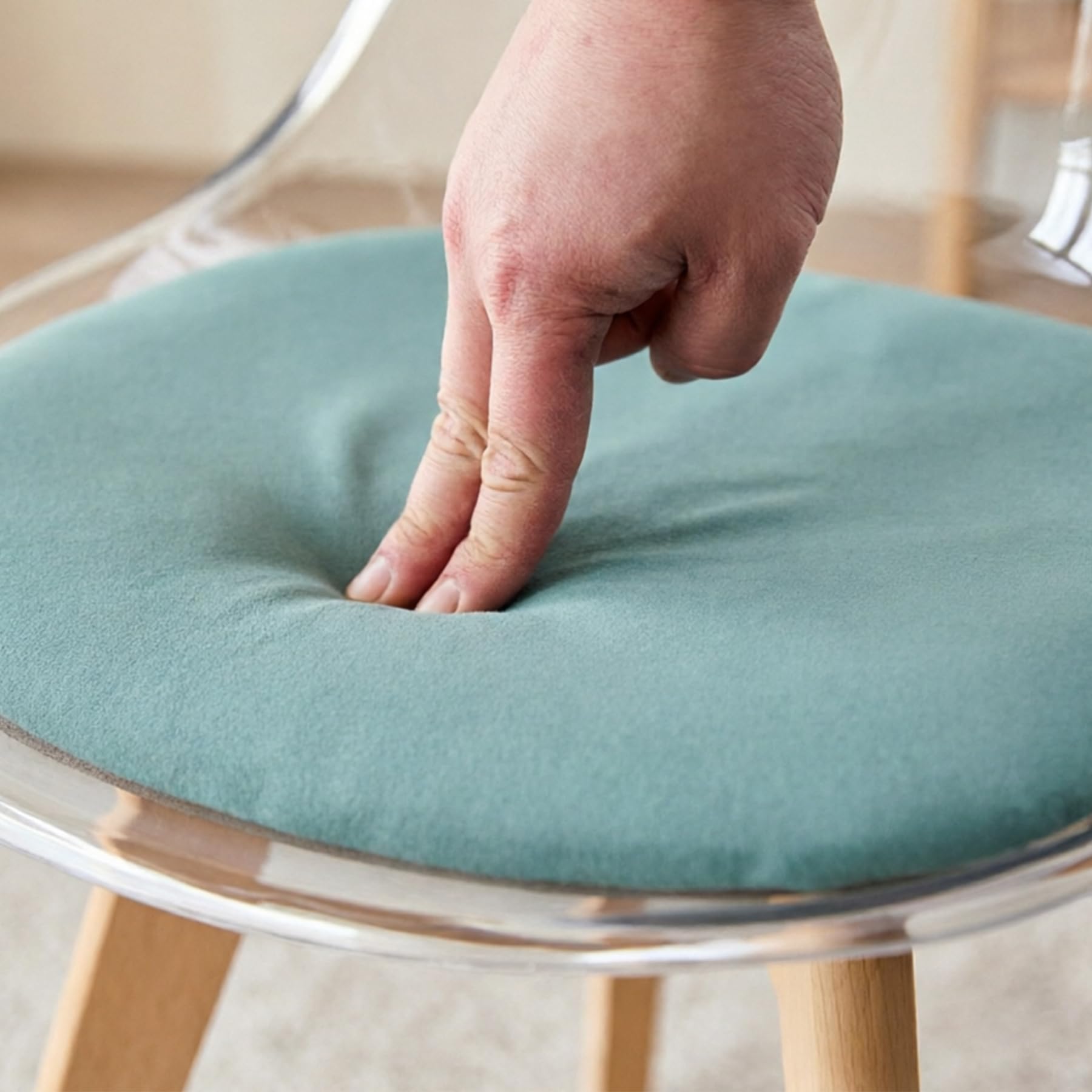 GrandCA HOME Lot de 4 Chaises de Salle à Manger avec Coussin de Siège en Velours, Chaises Latérales Transparentes pour Cuisine, Salle à Manger, Chambre à Coucher (Vert/Velours)