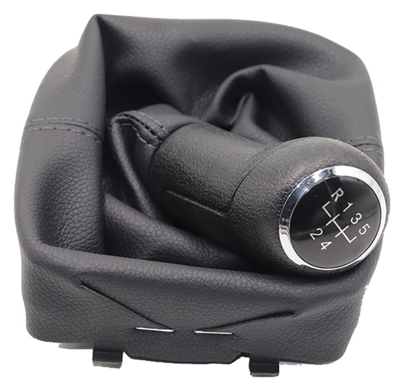 UTONGMU Manual Gear Shift Knob for VW for Polo 9N 9N2 2002-2009 5 Speed Black Leather Shifter Stick with Dustproof Cover Gear Shift Knob(Set Black)