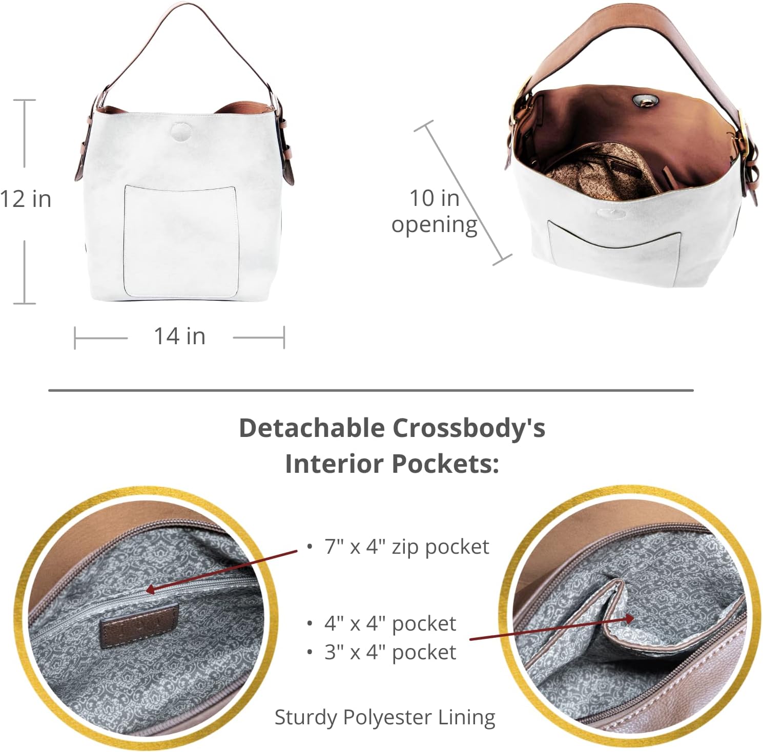 Joy Susan Womens Faux Leather: Hobo 2-in-1 Handbag - Image 3