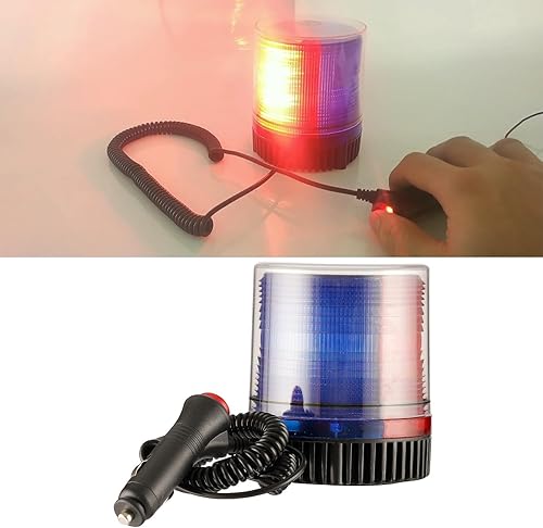 Miniatura 3 de KAX Luz de advertencia con imán giratorio LED, luz de advertencia de 2 colores, luz estroboscópica para coche, camión, SUV, 12 V-80 V, 10 módulos de