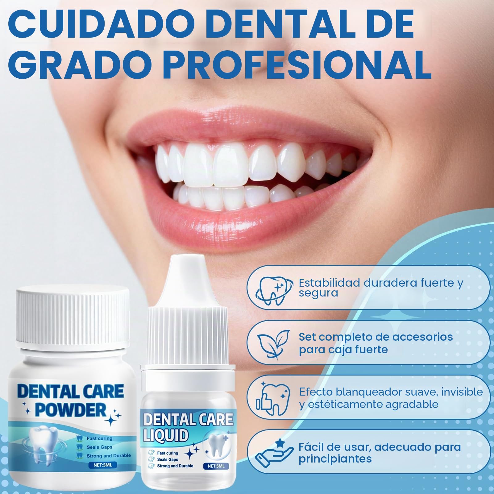Cemento Dental Permanente para Coronas, Puentes y Caries