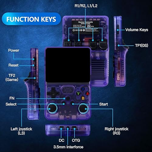 Miniatura 4 de USonline911 R36S Consola de videojuegos portátil retro 128GB Sistema Linux 3.5 '' Pantalla IPS 15,000 juegos portátiles (morado)