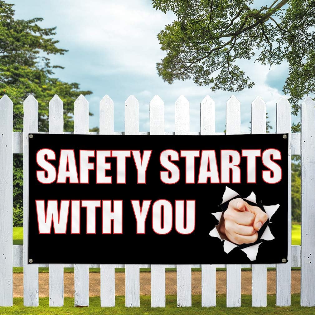 Vinyl Banner Multiple Sizes Safety Starts with You A Lifestyle Outdoor Weatherproof Industrial Yard Signs 4 Grommets 16x40Inches