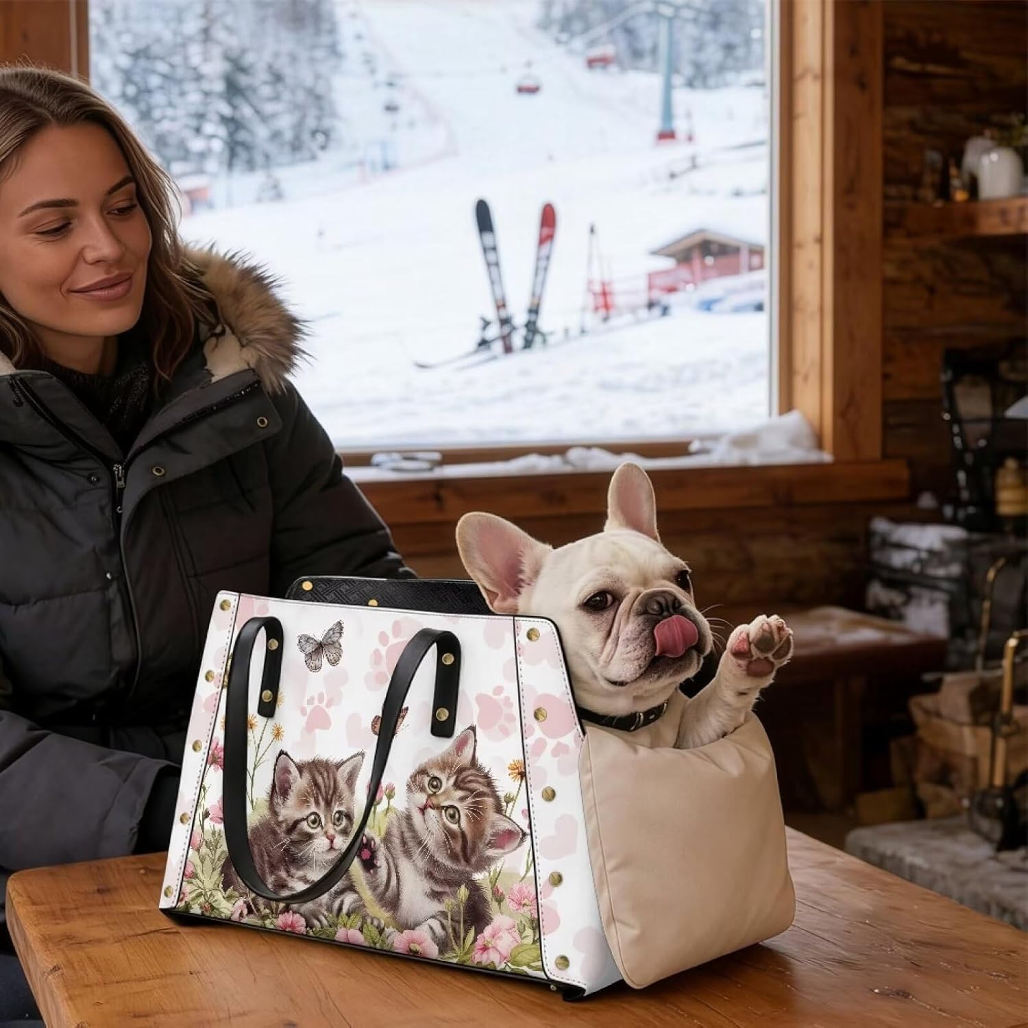 Cute Cat Dog Purse Carrier for Small Dogs Lightweight Dogs and Puppies Tote Bag Carrier Cat Rabbit Purse Small Animal Outdoor Function Handbag Gifts for Pet Lovers