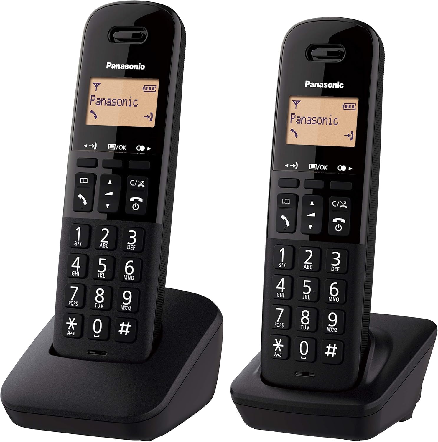 KX-TGB612EB Cordless Landline Telephone, with Nuisance Call Blocker and Shock Resistant Handsets, Twin Pack - Black
