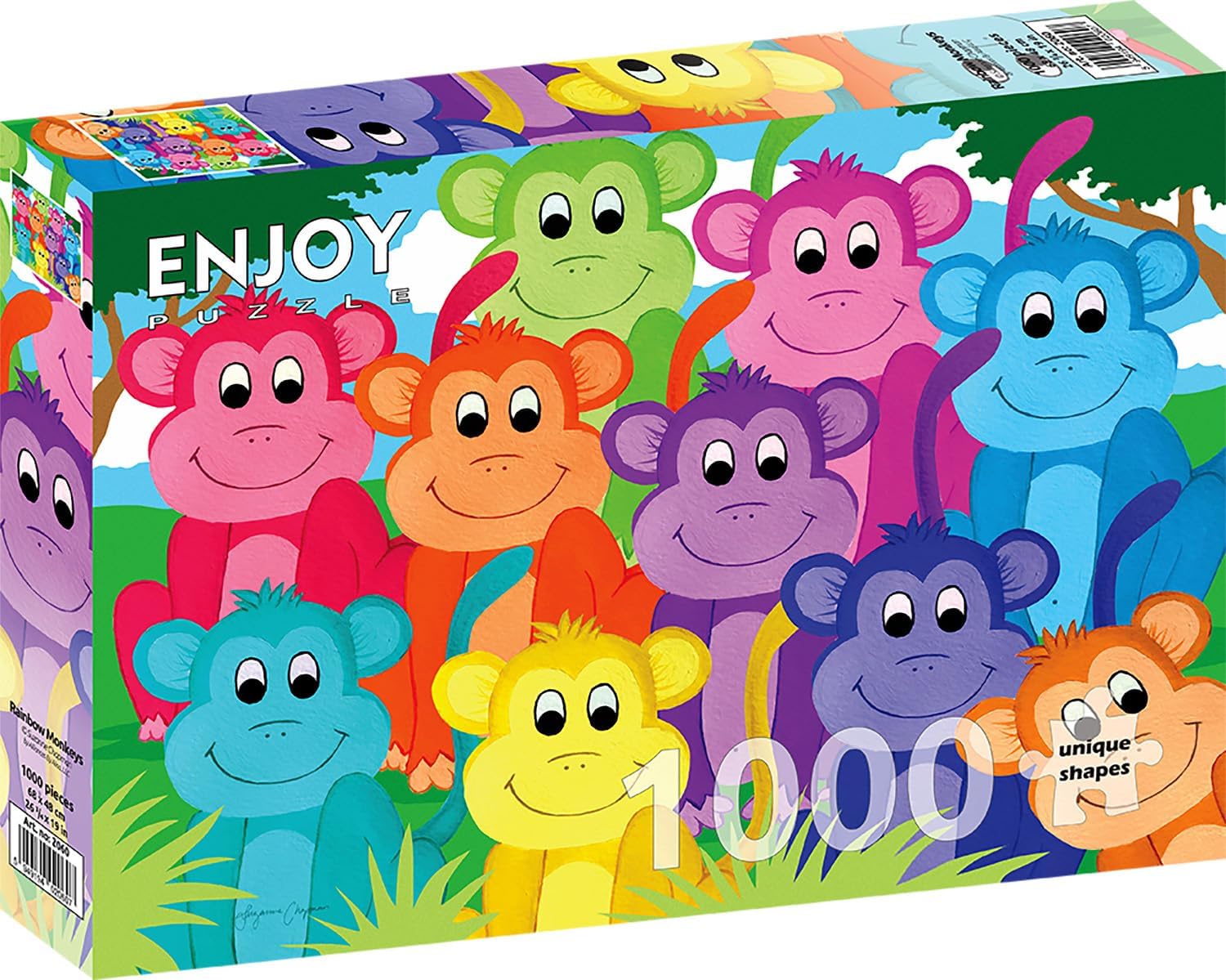 ENJOY Puzzle Multicolor Rainbow Monkeys Illustration – 1000 Pieces Jigsaw Puzzle for Adults – Matte Finish, Soft Touch, Easy to Assemble, Tight Fit, Vivid Colors, Missing Pieces Service
