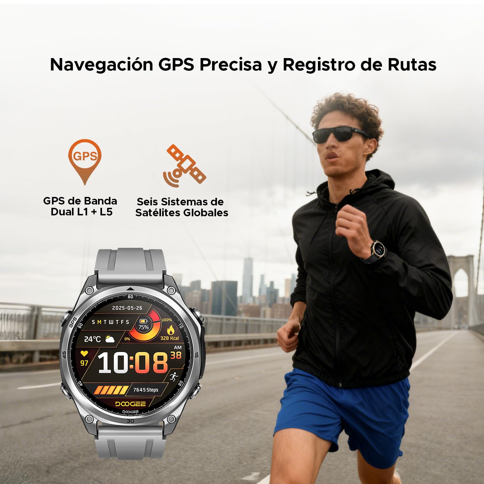 ANYWISEW1, Reloj Inteligente Militar para Hombre, GPS de Doble Banda 5ATM, Compatible con Android y iOS, Pantalla AMOLED de 1,43", más de 170 Modos Deportivos