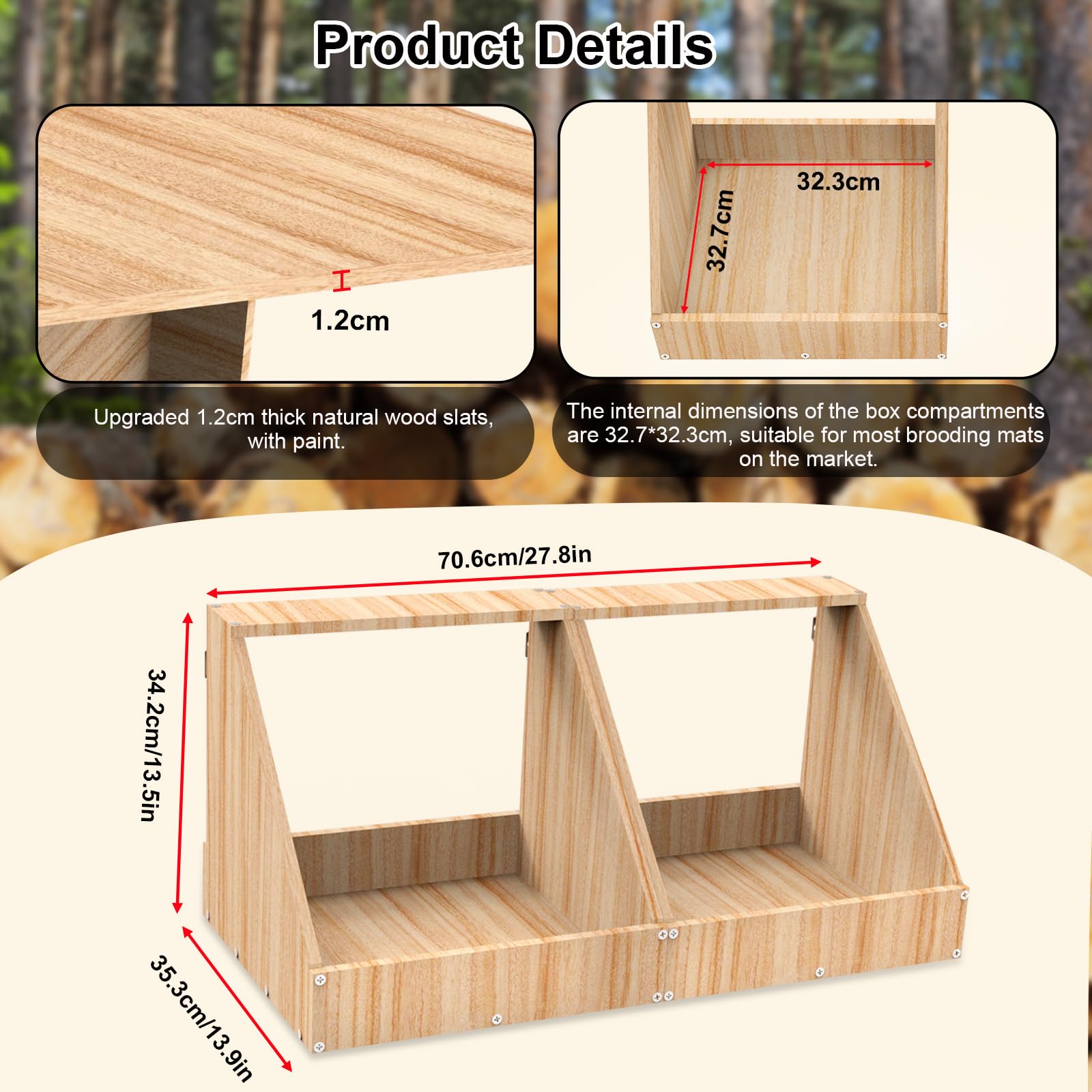 Carbonizado Y Pintado Nido para Gallinas Ponedoras | 2 Piezas, 35,3 x 35,3 x 34,2 cm,Nidos para Gallinas De Montaje En Pared,CREA Un área Segura para La Recolección De Huevos