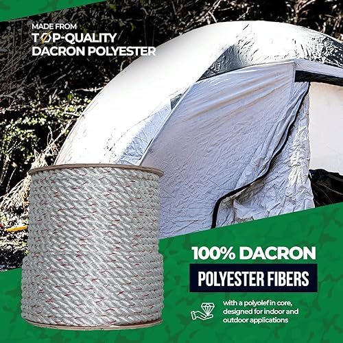 Miniatura 4 de SGT KNOTS - Cuerda trenzada de 3 hilos PolyDac  Combo varios tamaños y longitudes, Blanco