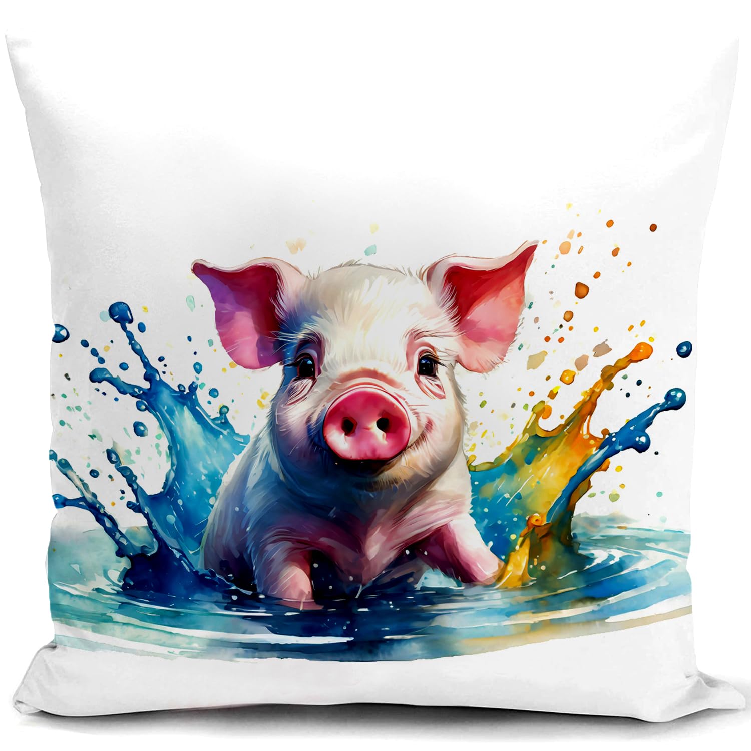 HUASHUZI Cushion Cover Pig Gifts for Women Pig lovers Accessories Decorations Throw Pillow Case Decor Home for Livingroom Couch Sofa 18"x18"(45x45cm)