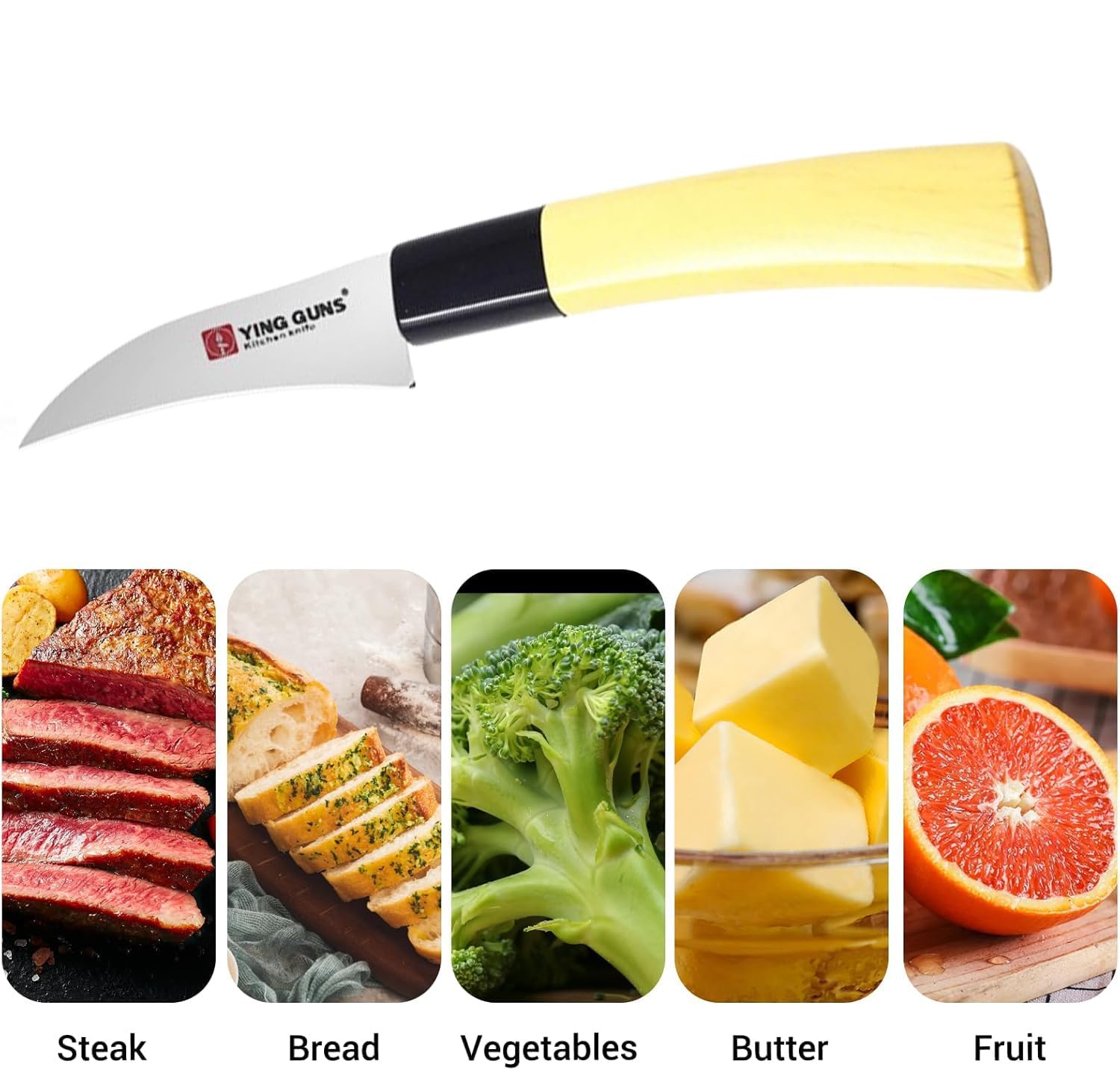 Shruthi YingGuns Steel Knife 3.5 Inch Curved Peeling Knife for Peeling/Carving Fruits Vegetable Meat Fish & More