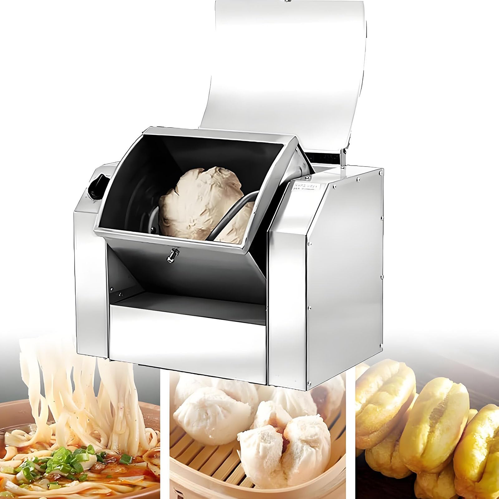 Drmoxin Commercial Dough Mixer,Electric Food Flour Mixer,Fully Automatic Dough Kneading Machine,Flour Mixer Machine Dough Maker,Stainless Steel Mixer,for Pasta Noodle Pizza Making 3kg